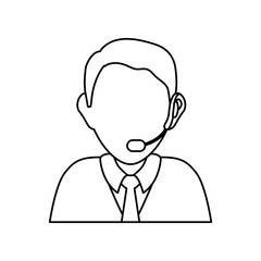 man with headset icon over white background vector illustration