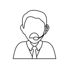 man with headset icon over white background vector illustration