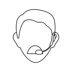 man with headset icon over white background vector illustration