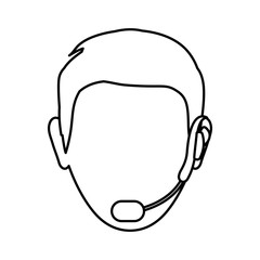 man with headset icon over white background vector illustration