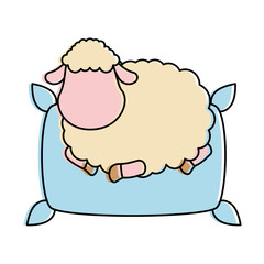 Sheep sleeping on pillow vector illustration design
