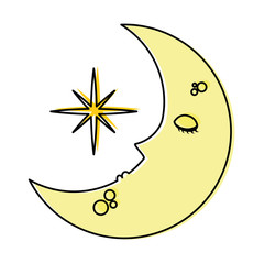 sleeping moon kawaii character vector illustration design