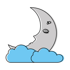 sleeping moon kawaii character vector illustration design