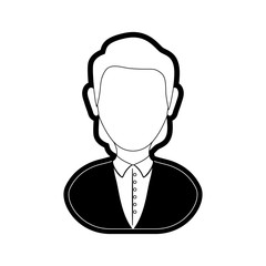 Obraz premium flat line monocromatic man over white vector illustration