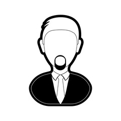 flat line monocromatic man  over white vector illustration