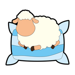 Sheep sleeping on pillow vector illustration design