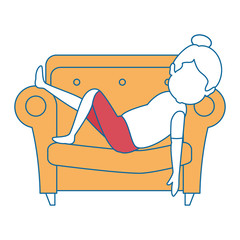 woman sleeping on sofa vector illustration design