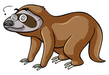 Fototapeta na wymiar Sloth with dizzy eyes