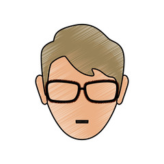 man with glasses icon over white background vector illustration