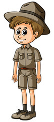 Man in safari outfit with happy face