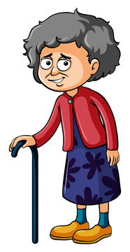 Grandmother with walking stick