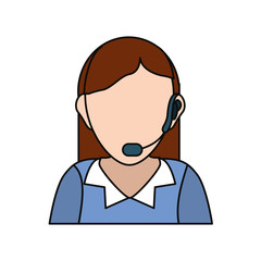 Fototapeta premium woman with headset icon over white background colorful design vector illustration