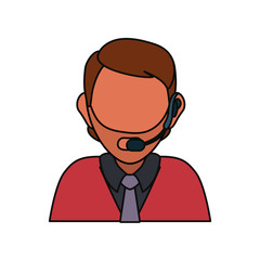 man with headset icon over white background colorful design vector illustration