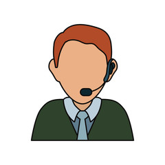 man with headset icon over white background colorful design vector illustration