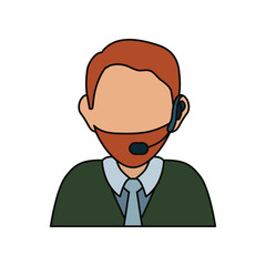 man with headset icon over white background colorful design vector illustration