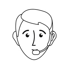 man with headset icon over white background vector illustration