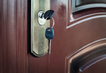 Keys in the keyhole.