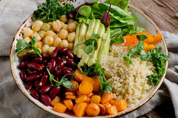Vegetarian Buddha bowl with quinoa and chickpea
