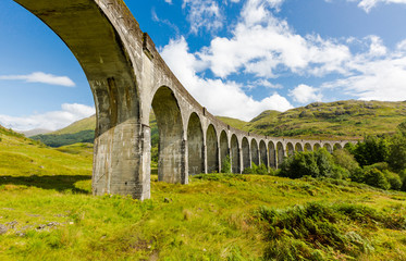 Fototapeta na wymiar Glenfinnan historic rail viaduct in Scottish Highlands