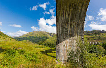 Fototapeta na wymiar Glenfinnan historic rail viaduct in Scottish Highlands