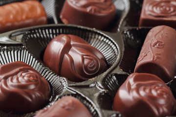 Set of chocolate candies with nuts