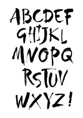 Vector Acrylic Brush Style Hand Drawn Alphabet Font