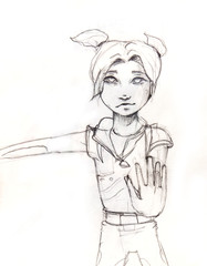 Manga style illustration, sketch
