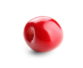 Juicy red cherry isolated on white