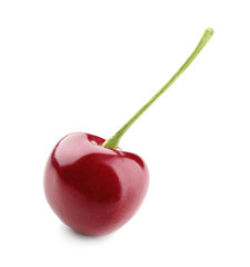Juicy red cherry isolated on white