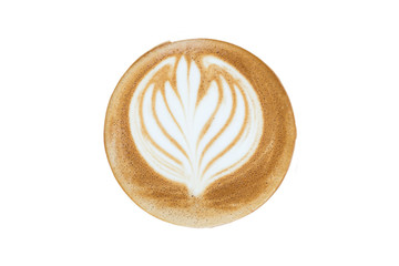 Coffee latte art isolated on white background.