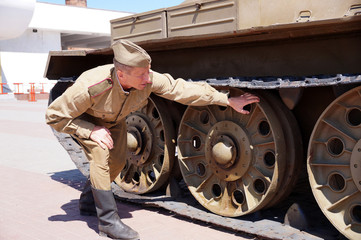 Fighter of Red Army in the form of times of World War II at the T-34