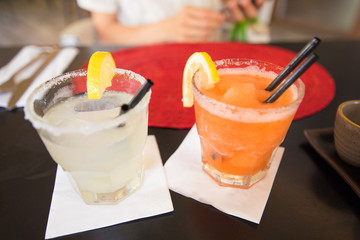 two margarita one with strawberry
