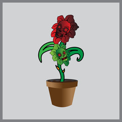 plant illustration with skull design