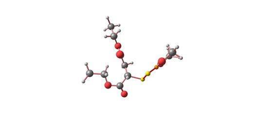 Malathion molecular structure isolated on white