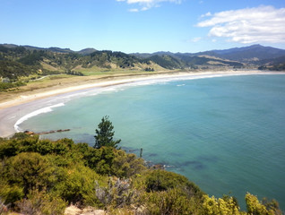 Obraz premium New Chum Beach, Coromandel, New Zealand, which has been voted as one of the world's top 10 beaches