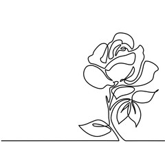 Beautiful flowers. Continuous line drawing. Vector illustration