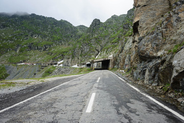 Famous Transfagarasan road with tunnel in Carpathian mountains, Romania.

