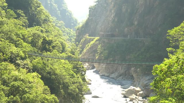 4K video of the steep and beautiful landscape of Swallow Grotto, Taroko National Park, Hualien, Taiwan