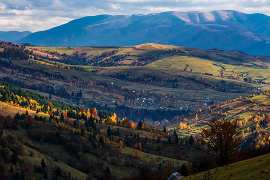 autumn afternoon  in mountainous countryside