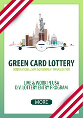 Obraz premium Green Card Lottery banner. Immigration and Visa to the USA.