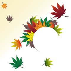 Autumn background with autumn leaves in the shape of a circle