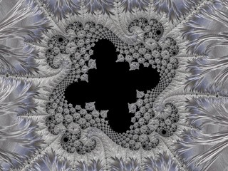 Silver fractal created in 3d. Rich look to decorate any card, vignette, invitation letter, background for website or social networks.