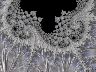 Silver fractal created in 3d. Rich look to decorate any card, vignette, invitation letter, background for website or social networks.