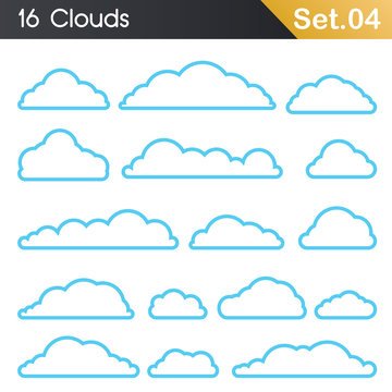  Cloud icons set on white background