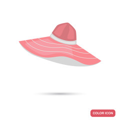 Girl beach hat color flat icon for web and mobile design