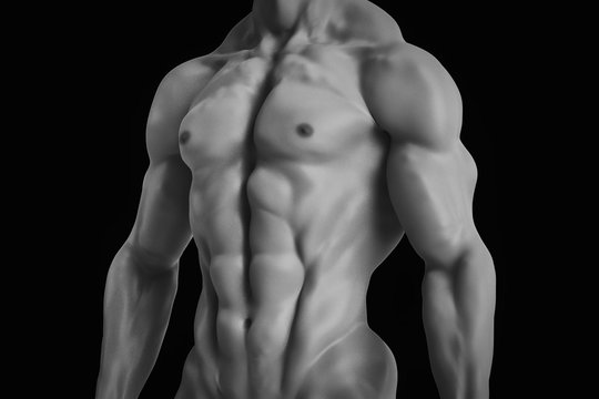 Man with toned body Black and White