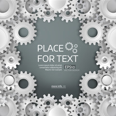 White gears on the grey background