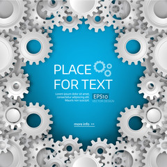 White gears on the blue background
