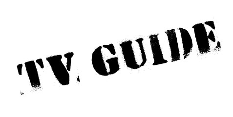 Tv Guide rubber stamp. Grunge design with dust scratches. Effects can be easily removed for a clean, crisp look. Color is easily changed.