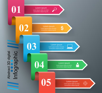 3D infographic design template and marketing icons.